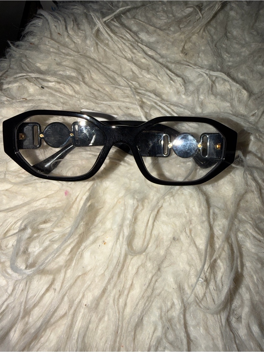 Versace Black Sunglasses with Gold Medallion Accents